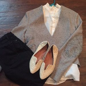 Cream J Crew Shell/Tank with pleated collar detail